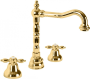 NOSTALGIA-BLS2-03/24 Смеситель для раковины на три отверстия с донным клапаном золото, ручки золото