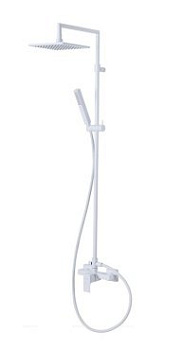 PORTA-CD-BIO Душевая колонна со смесителем для верхнего и ручного душа, верхний душ из нержавеющей стали, исполнение белый матовый