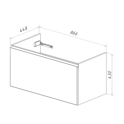Тумба Lemark VEON MINI 90см под 1 раковину, подвесная, с 1 ящик, цвет корпуса, фасада: Белый глянец