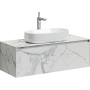 Тумба подвесная SANCOS Stone из керамогранита с одним выдвижным ящиком и столешницей из керамогранита 1200х400х495, керамогранит Statuario white, арт. ST120SV Тумба подвесная SANCOS Stone из керамогранита с одним выдвижным ящиком и столешницей из керамогранита 1200х400х495, керамогранит Statuario white, арт. ST120SV