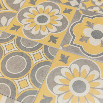 Декор VT\A463\5009 Эрмитаж 4 желтый/оранжевый/серый 20см*20см*6,9мм (1уп/10шт/)матовый, шт