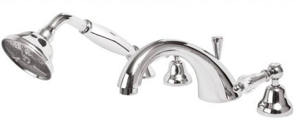 DIAMOND-BVD-01-Sw-N Смеситель на борт ванны с ручным выдвижным душем Исполнение: Хром, Ручки: Swarovski Nero 