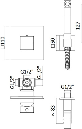 Смеситель с гигиеническим душем Paffoni KITDUP112NO (с внутренней частью)
