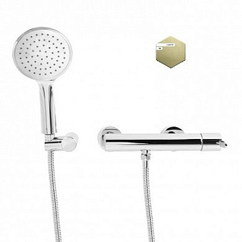 LEAF-D-L-SR Смеситель для душа однорычажный в комплекте с ручным душем, шлангом и держателем, исполнение Sunrise