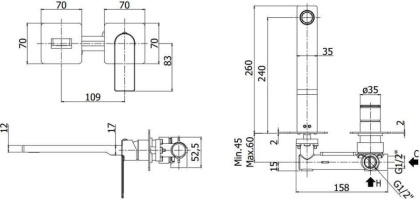 Смеситель для раковины Paffoni Tango TA106ST70 (с внутренней частью)