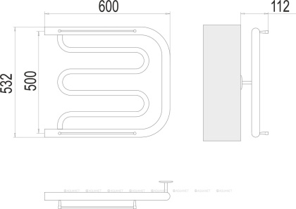 Полотенцесушитель Terminus Фокстрот 1" БШ 500х600