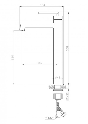 ACQUA Смеситель для накладных раковин, черный ACQUA-LMC-NERO
