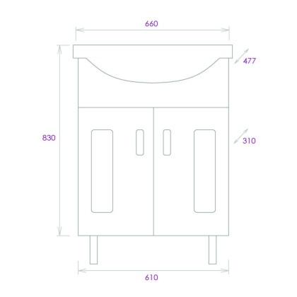 Тумба Onika Кристалл 65 напольная, белая (ум. Байкал 65)