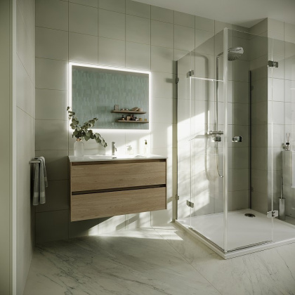 Тумба подвесная SANCOS Cento 890х450х500, c двумя ящиками оснащенными доводчиками, карпатская ель, арт. CN90KE