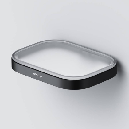 Стеклянная мыльница Func с настенным держателем, 1,8х12,2х9,8 см, черная, A8F34222