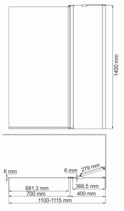 Berkel 48P02-110R Matt glass Fixed Стеклянная шторка на ванну Wasserkraft