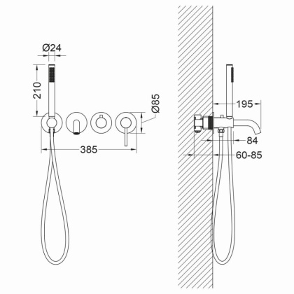 Смеситель встроенный для ванны с душем Timo Saona 2314/16YSM белый матовый