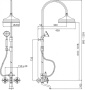 LORD-CVD-30-02-M Душевая стойка со смесителем для ванны, верхним и ручным душем, 30 см Исполнение: Бронза, Ручки: Бронза  LORD-CVD-30-02-M Душевая стойка со смесителем для ванны, верхним и ручным душем, 30 см Исполнение: Бронза, Ручки: Бронза