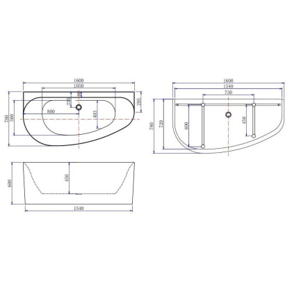 Акриловая ванна Allen Brau Priority 1600x780 2.31005.21B/AM антрацит/белый матовый, шт