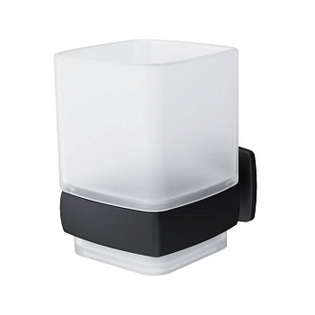 Стеклянный стакан Gem с настенным держателем, 10х7х9,7 см, черный, A9034322