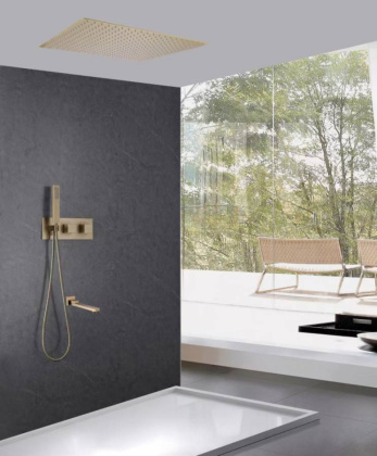 Душевая система ABBER Daheim AF8254G скрытого монтажа с изливом, термостат, золото матовое Душевая система ABBER Daheim AF8254G скрытого монтажа с изливом, термостат, золото матовое