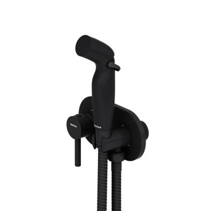 212000300 Option, Смеситель монтируемый в стену, с гиг. душем, чёрный