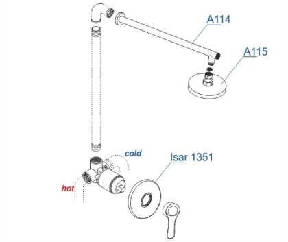 A12314 Встраиваемый комплект для душа с верхней душевой насадкой Wasserkraft A12314 Встраиваемый комплект для душа с верхней душевой насадкой Wasserkraft