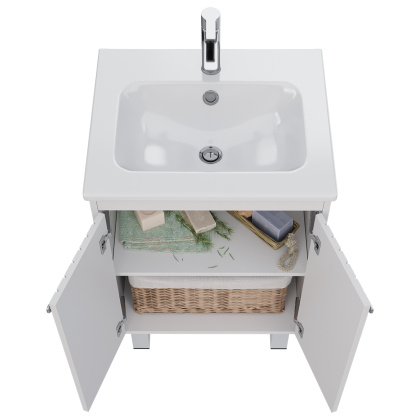 Тумба Lemark ROMANCE 60см под 1 раковину, подвесная/напольная, 2-х дверная, цвет корпуса, фасада: Белый глянец Тумба Lemark ROMANCE 60см под 1 раковину, подвесная/напольная, 2-х дверная, цвет корпуса, фасада: Белый глянец