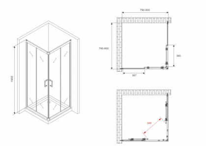 Душевой уголок ABBER Schwarzer Diamant AG020805