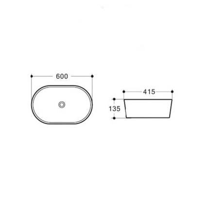 Раковина керамическая Vincea VBS-302, 600*415*135 накладная, цвет белый Раковина керамическая Vincea VBS-302, 600*415*135 накладная, цвет белый