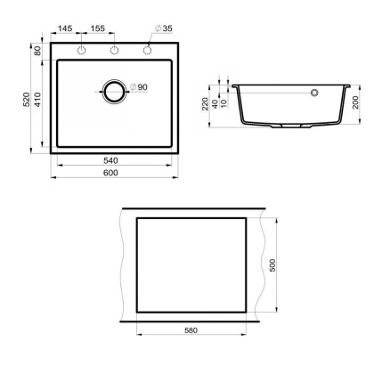Мойка кухонная Point Бинга 60 PN3003GR, графит Мойка кухонная Point Бинга 60 PN3003GR, графит