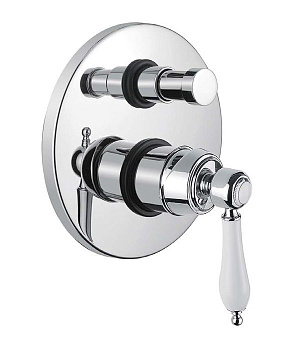 APHRODITE-VDIM2-01-Bi Встраиваемый однорычажный смеситель для душа с переключателем, исполнение хром, ручки белые