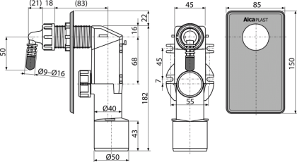Сифон для сбора конденсата под штукатурку DN40 и DN50, нержавеющая сталь Сифон для сбора конденсата под штукатурку DN40 и DN50, нержавеющая сталь