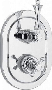 MARGOT-VDIM2-T-03/24-Bi Встраиваемый термостатический смеситель на 2 выхода, с девиатором Исполнение: Золото 24 карат, Ручки: Белая 