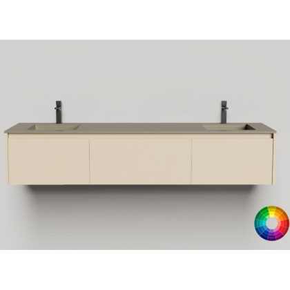 Подвесная тумба Domino 2000, эмаль, для двух встраиваемых раковин, гладкий фасад