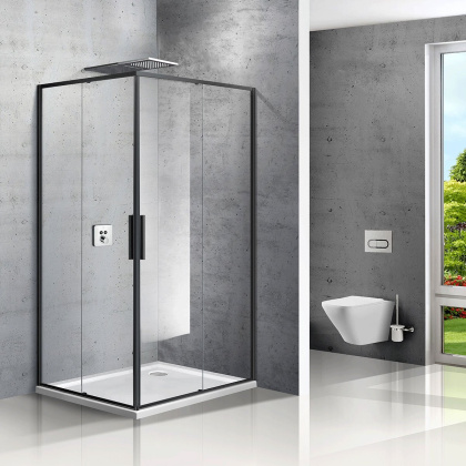 Душевой уголок Slim VSS-2SL8010CLB-R, 1000*800, матовый черный, стекло прозрачное, правый