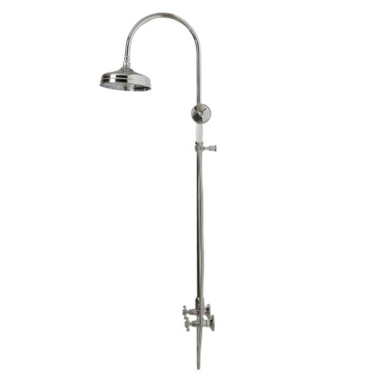 GOLF-CD-01-Bi Душевая колонна со смесителем, верхним и ручным душем, цвет хром, ручка ручного душа белыя GOLF-CD-01-Bi Душевая колонна со смесителем, верхним и ручным душем, цвет хром, ручка ручного душа белыя
