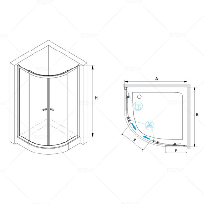 Душевой уголок RGW Classic CL-51 80x80 04095188-11 профиль Хром стекло прозрачное