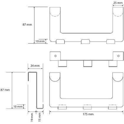Вешалка для полотенец Bemeta Neo 101106225 Хром матовый, 3 крючка