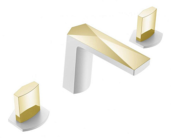 Смеситель врезной на 3отв. VENTURO белый-золото, ручка ICE Смеситель врезной на 3отв. VENTURO белый-золото, ручка ICE