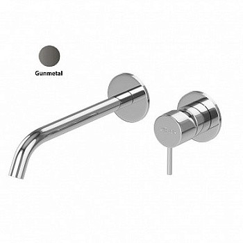 LEAF-BLI2-L-GM Смеситель для раковины встраиваемый однорычажный, на два отверстия, длина излива 23 см, исполнение Gunmetal PVD