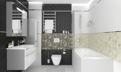 Tabu Плитка настенная чёрный рельеф 30х60 Tabu Плитка настенная чёрный рельеф 30х60