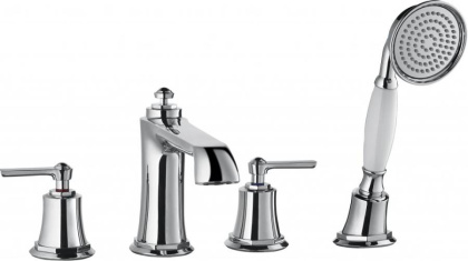 LIBERTY-F-BVD4-01 Смеситель на борт ванны с ручным выдвижным душем Цвет Хром 