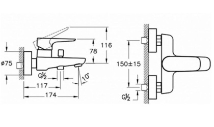 Смеситель для ванны Vitra X-Line (без аксессуаров)