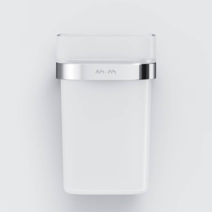 Стеклянный стакан Func с настенным держателем, 11,8х7,5х8,3 см, белый, A8F34300