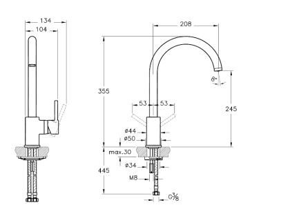 Minimax S Смеситель для мойки, матовый никель