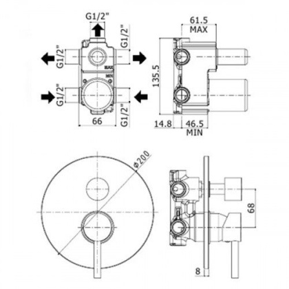 Смеситель для ванны Paffoni Stick SK019ST (с внутренней частью) сталь