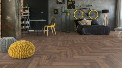 Ламинат  Alpine Floor Herringbone LF102-10 Дуб Бордо (8мм/33кл/2,203м2) (606мм*101мм), м2