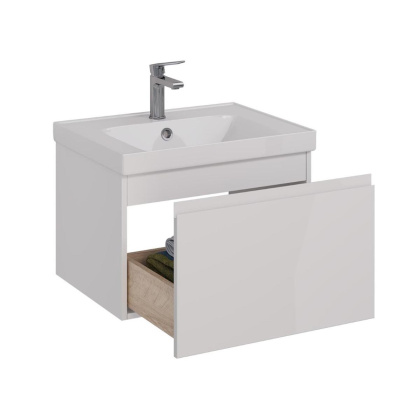 Тумба Lemark VEON MINI 60см под 1 раковину, подвесная,1 ящик, цвет корпуса, фасада: Белый глянец Тумба Lemark VEON MINI 60см под 1 раковину, подвесная,1 ящик, цвет корпуса, фасада: Белый глянец