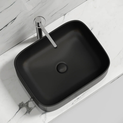 Умывальник чаша накладная прямоугольная (цвет Черный Матовый) Element 505*380*150мм