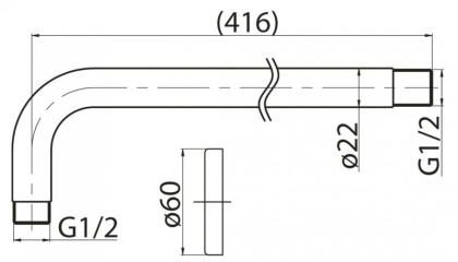 Излив для тропического душа, круглое сечение, нержавеющая сталь, исполнение сатин BB-DAT-IN