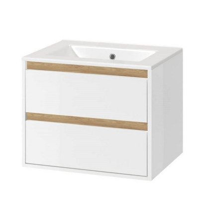 Тумба под раковину EXCELLENT Tuto 60 см (белый/дуб), 2 ящика Тумба под раковину EXCELLENT Tuto 60 см (белый/дуб), 2 ящика