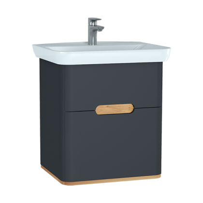 Шкаф  Sento с раковиной, с 2 ящиками, 65 см, с LED подсветкой, цвет матовый антрацит ( ножки 61069 заказываются отдельно ) Шкаф  Sento с раковиной, с 2 ящиками, 65 см, с LED подсветкой, цвет матовый антрацит ( ножки 61069 заказываются отдельно )