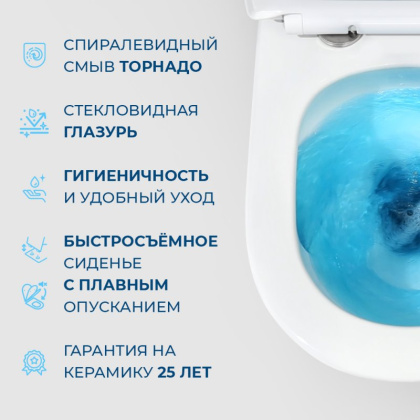 SENSO-TOR Чаша унитаза подвесного безободкового, смыв TORNADO BB017CH-TOR SENSO-TOR Чаша унитаза подвесного безободкового, смыв TORNADO BB017CH-TOR