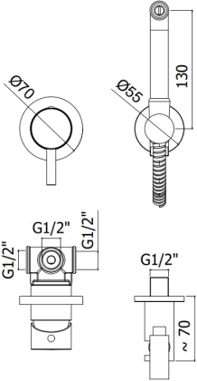 Смеситель с гигиеническим душем Paffoni KITDUP110HG (с внутренней частью)
